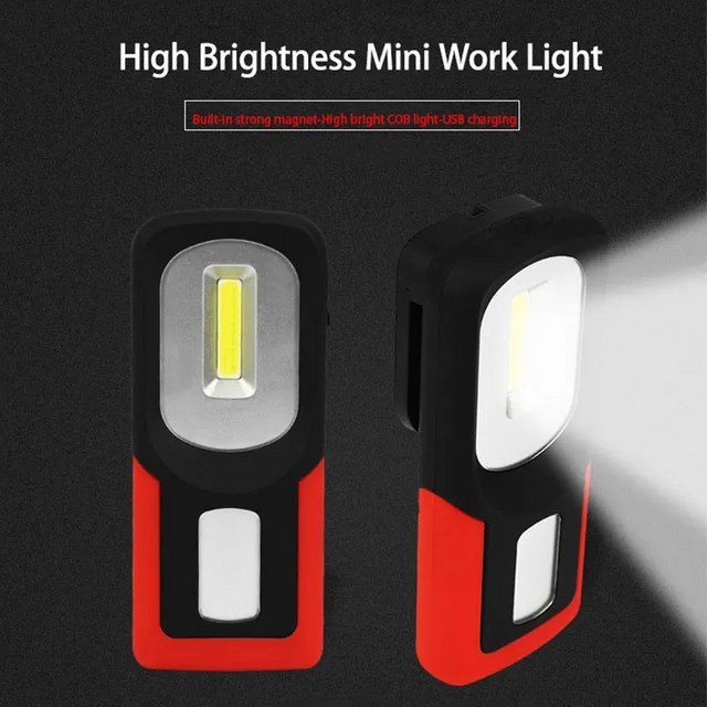 ESMARTER USB wiederaufladbare COB LED Taschenlampe mit Magnet und Flutlicht in Schwarz und Weiß - Bild 1