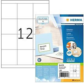 Herma Premium Universaletiketten Weiß, Papier, 100 Blatt, Breite: 7,0 cm, Höhe: 6,77 cm - Bild 1