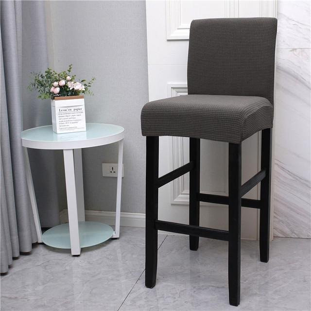 Yiran Furniture Wasserdichter Barstuhlbezug mit kurzer Rückenlehne in Dunkelgrau, elastischer Stretch-Stuhlbezug aus Polyester und Elastan, schmutzabweisend und waschbar - Bild 1
