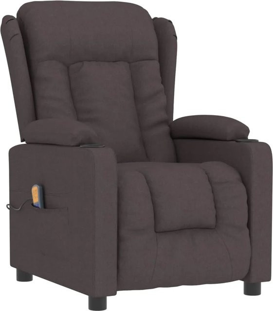 vidaXL Massagesessel Dunkelbraun aus Stoff mit Armlehnen und Getränkehaltern B/T/H: 96,0 x 76,7 x 136,5 cm - Bild 1
