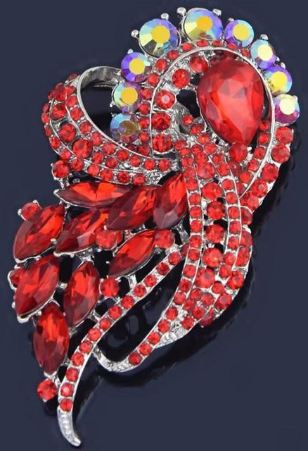 YIRAN Brosche, Kristall, Strass, Damen Herren, rot - Bild 1