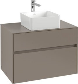 Villeroy & Boch Waschtischunterschrank Collaro in Beige Matt mit mittigem Waschtisch, Wandmontage, B/H/T: 80 x 50 x 54,8 cm - Bild 1