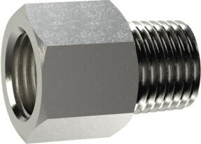 Riegler Verlängerungsstück kurz, R 3/8 a., G 3/8 i., SW 22, Messing vernickelt, silber - Bild 1