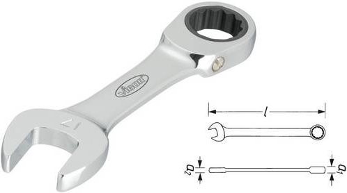 Vigour Knarren-Ring-Maulschlüssel Kombination Silber, Schlüsselweite: 15 mm - Bild 1