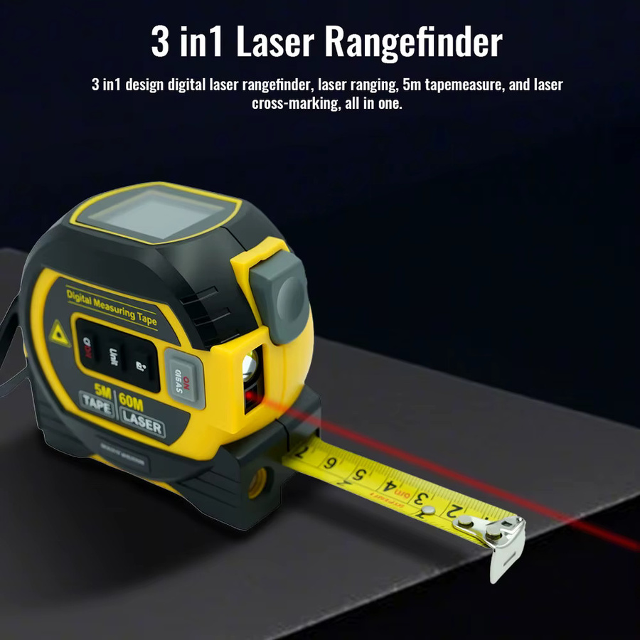 ANENG 3-in-1 Laser-Entfernungsmesser Digitales Distanzmessgerät für Flächen- und Distanzmessung in Gelb mit 40m Reichweite - Bild 4