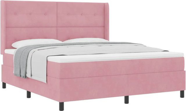 vidaXL Boxspringbett mit Matratze und Kopfteil in Rosa, Samt, B/T/H: 180 x 200 x 128 cm - Bild 1