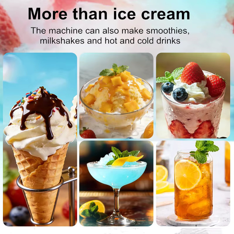 SUSWEETLIFE 2-in-1 Eismaschine mit Kompressor für Frozen Smoothies und Milkshakes, weiße Edelstahlschüssel, 500 ml - Bild 4