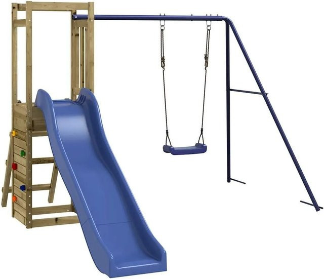 vidaXL Spielturm aus imprägniertem Kiefernholz und PP in Blau - Bild 1