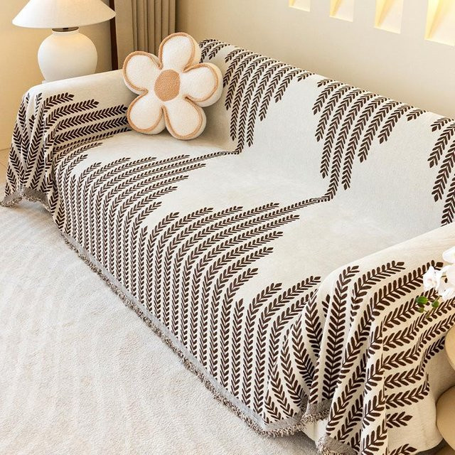 Super Six Sofabezug aus Chenille in Weiß, rutschfester Sofaüberwurf im modernen Jacquard-Stil, B/T: 180 x 130 cm - Bild 1