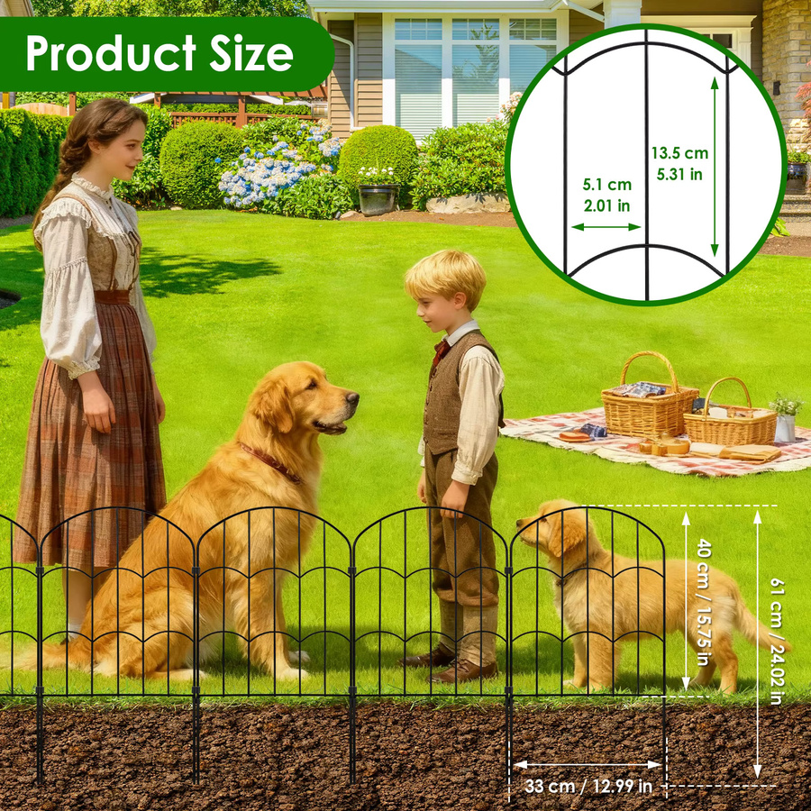 Hypmark 10er Set Metallkanten-Dekorationstafel für den Garten in Schwarz, gewölbte Form als Tierbarriere und Pflanzenumrandung, B: 61 cm, H: 33 cm - Bild 2