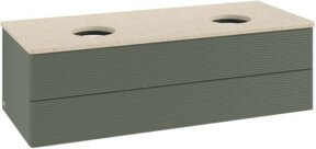 V&B Waschtischunterschrank Antao mit Frontstruktur und Beleuchtung in Grau Grün, B/T/H: 120 x 50 x 50 cm - Bild 1