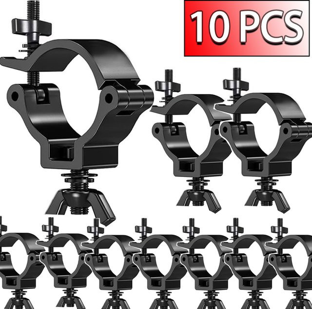 GOTSTAGE 10er Set Aluminium Bühnenbeleuchtungshalterung in Schwarz für Moving Head und Par-Licht, Klemme für 48–51 mm - Bild 1