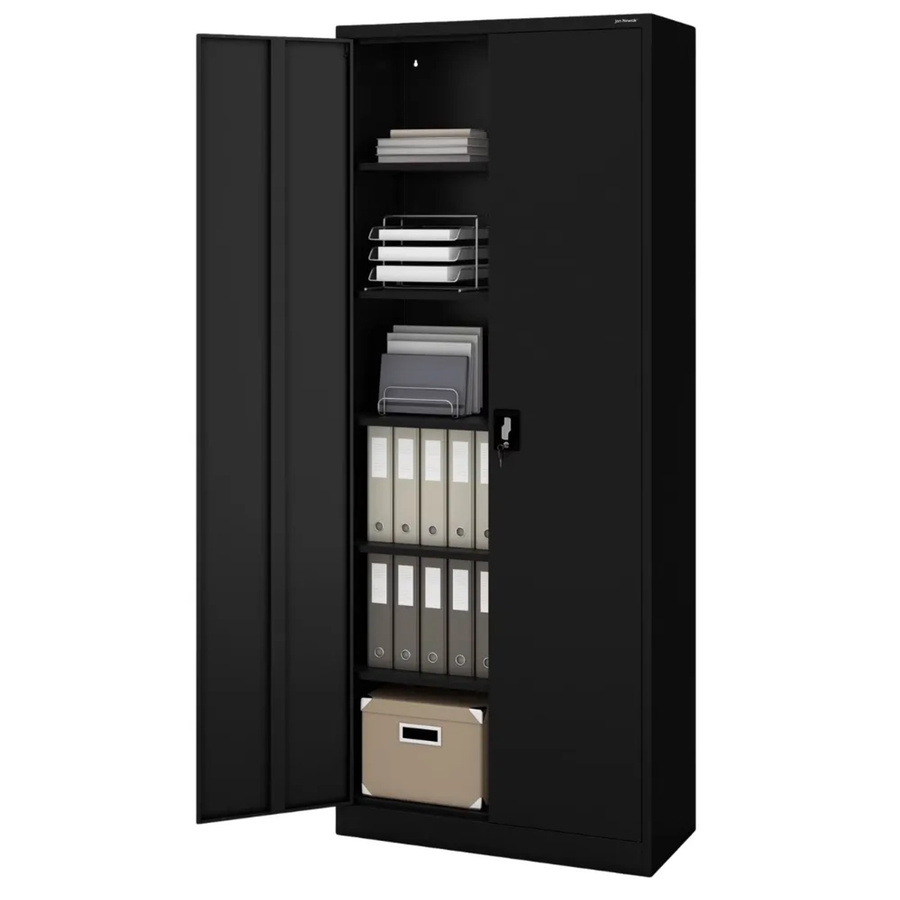 JAN NOWAK Metallschrank Schwarz Abschließbar mit 6 Ebenen für Büro und Werkstatt H: 220 cm, B: 90 cm, T: 40 cm - Bild 2