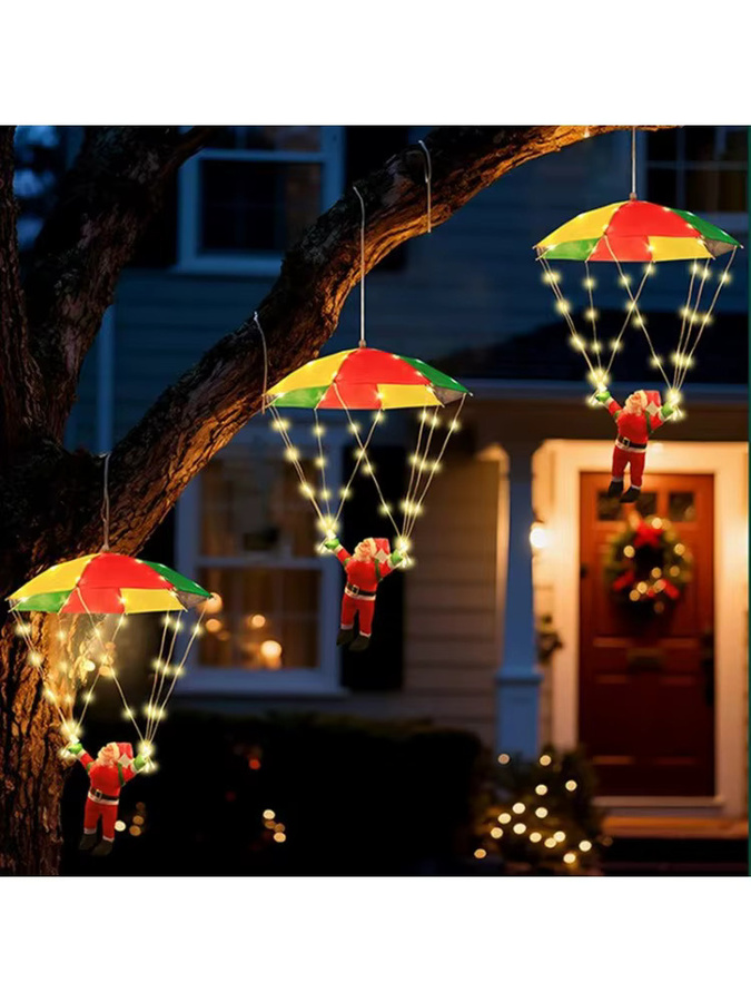 Feimefeiyou LED Weihnachtsmann Fallschirm-Lichterkette in Mehrfarbig für Garten und Innenhof - Bild 6
