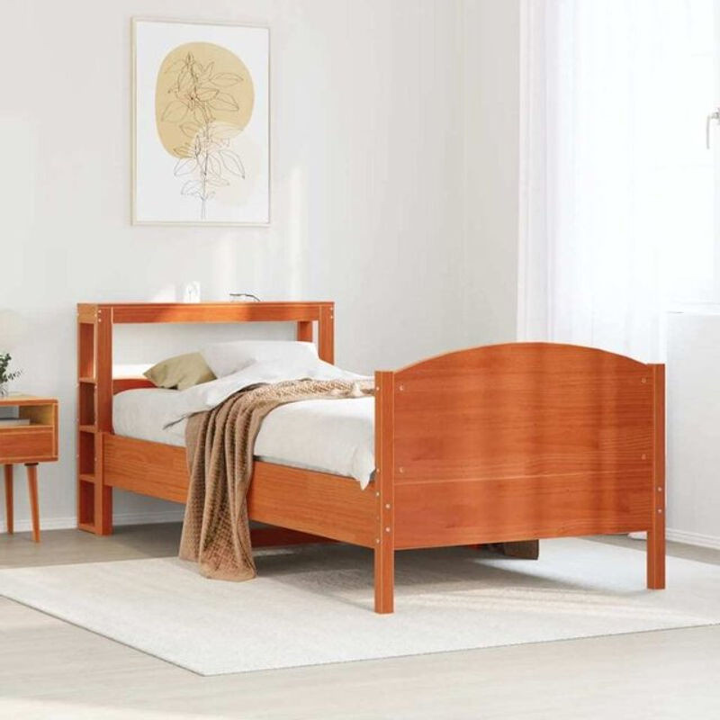 Massivholzbett aus Kiefernholz von vidaxl in Braun, B/T/H: 100 x 200 cm (ohne Matratze) - Bild 1