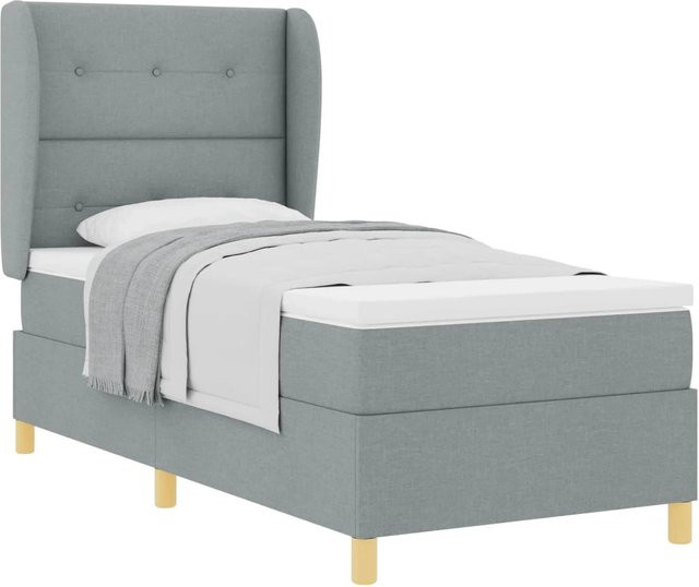 vidaXL Boxspringbett mit Matratze aus Stoff in Hellgrau, B/T/H: 90 x 190 x 34 cm - Bild 1