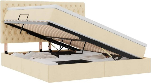 vidaXL Aufbewahrungsbett mit Matratze in Beige, B/T/H: 160 x 200 x 280 cm - Bild 1