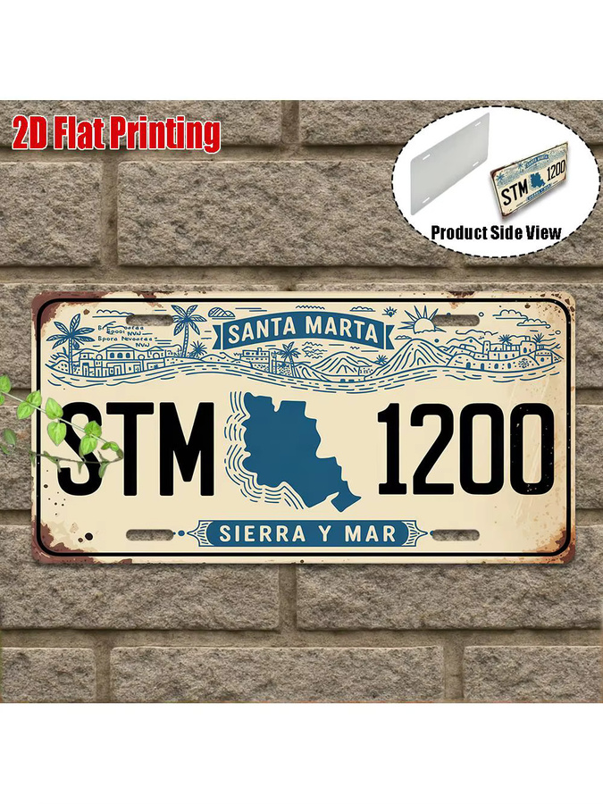Vintage Aluminiumschild Sierra Y Mar Decor Santa Marta STM 1200 Wandkunst Multicolor B: 30,0 cm, H: 30,0 cm - Bild 4