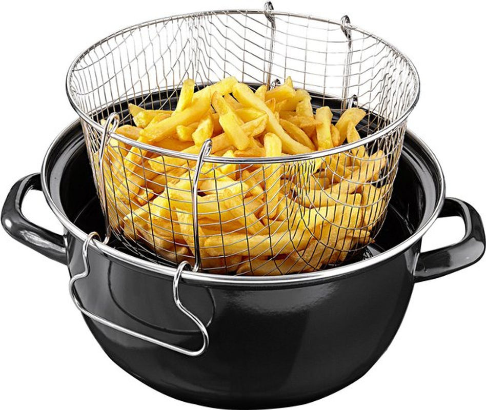 Karl Krüger Emaillierter Pommes-Topf in Schwarz, Durchmesser: 24 cm - Bild 2