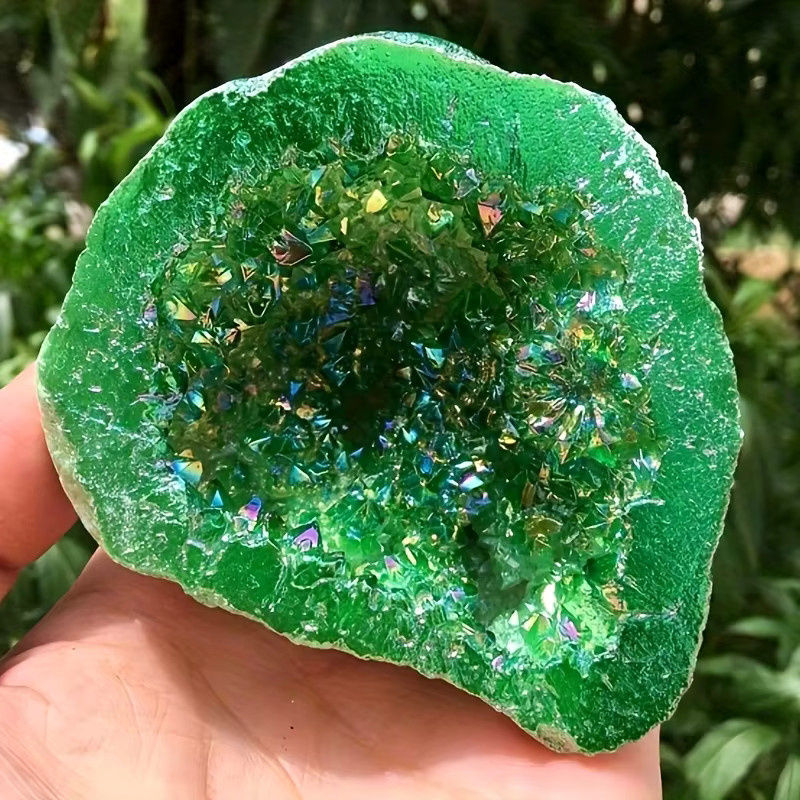 CRYSTALHOLA Grüne Drusen-Quarz-Geode als Tischdeko mit Quarz-Zentrum - Bild 5