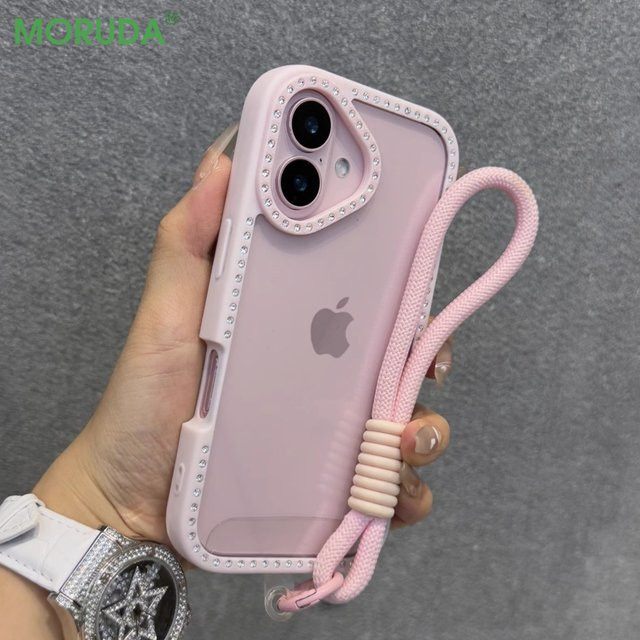 NUCWIN Bling Diamant Handyhülle mit Handgelenkschlaufe für iPhone 11 bis iPhone 16 Pro Max, Transparent, Glänzende Schutzhülle - Bild 1