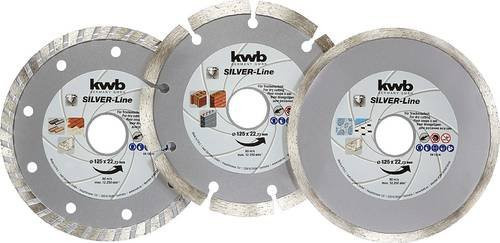 Kwb Diamanttrennscheibe für Stein, Beton und Fliesen, Farbe: Silber, 3er-Set, Durchmesser: 125 mm, Bohrungs-Ø: 22 mm - Bild 1