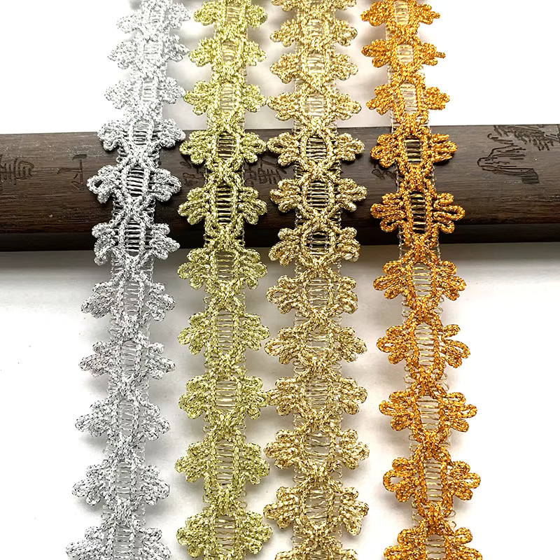 Seiden-Spitzenborte in Gold und Silber für DIY Bastelarbeiten und Nähen, 4 m pro Packung - Bild 2