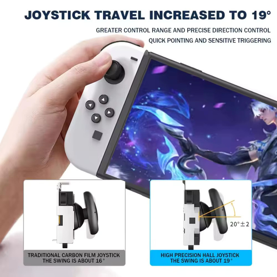 Gryan Hall-Sensor-Joystick Ersatzset für Nintendo Switch, Joy-Con Ersatz mit elektromagnetischem Stab gegen Drifting, Farbe: Schwarz - Bild 4