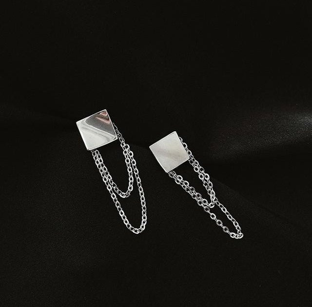 Ohrringe 925 Sterling Silber, Quaste, Gebogenes Design, Damen, Grau - Bild 1