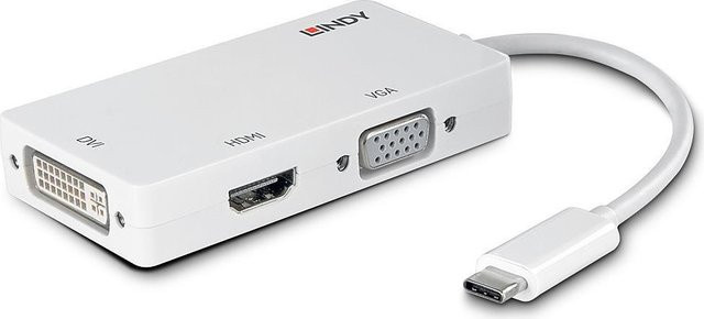 Lindy USB Typ C Konverter auf 3 Displays für HDMI, DVI oder VGA in Weiß (43273) - Bild 1