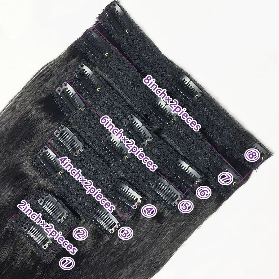 mayfive Clip In Extensions, Brazilian Virgin Human Hair, 8 Stück, 120g - Bild 3