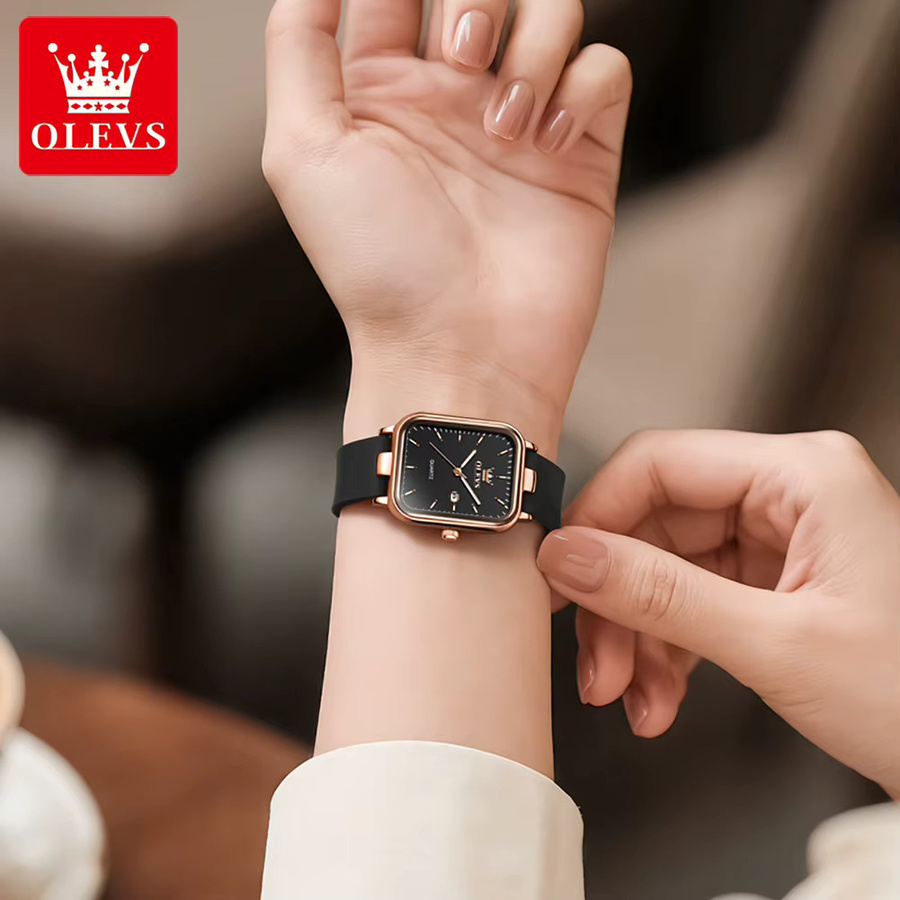 OLEVS Armbanduhr, Quarz, Edelstahl, Silber, Schwarz, Damen - Bild 2