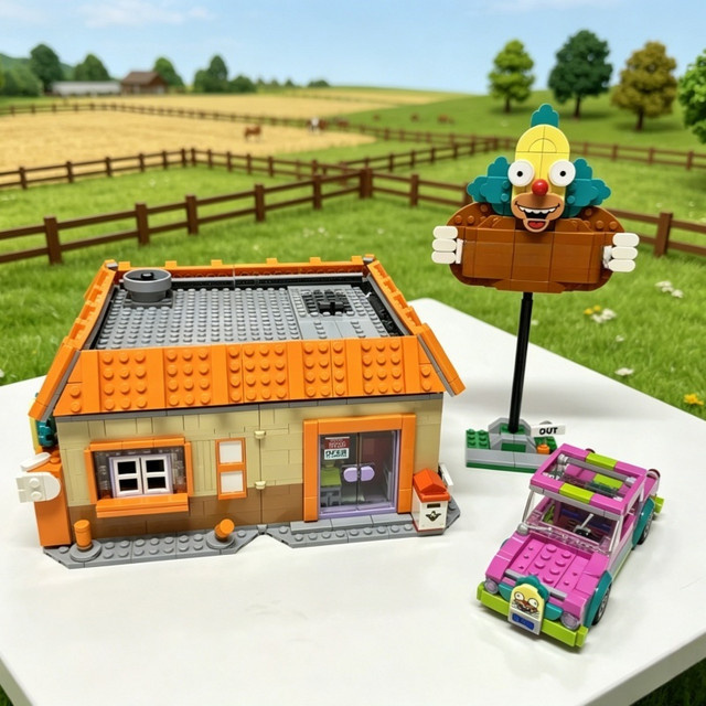 Potdemiel Hamburger-Shop Straßenansicht Gebäude MOC-Modell aus Kunststoff, Mehrfarbiges Desktop-Ornament für dein Zuhause - Bild 1