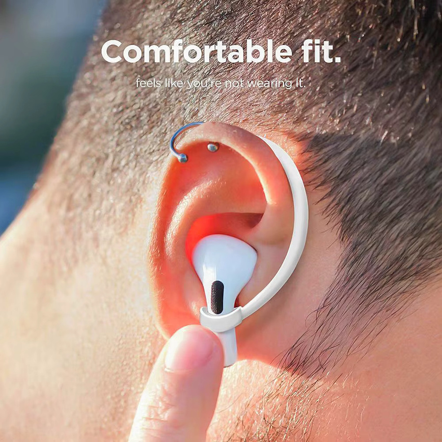 Sports chutz Silikon Kopfhörer Halter Secure Fit Anti-Lost Ohrhaken für Apple AirPods 1 2 3 Pro in Grau - Bild 2