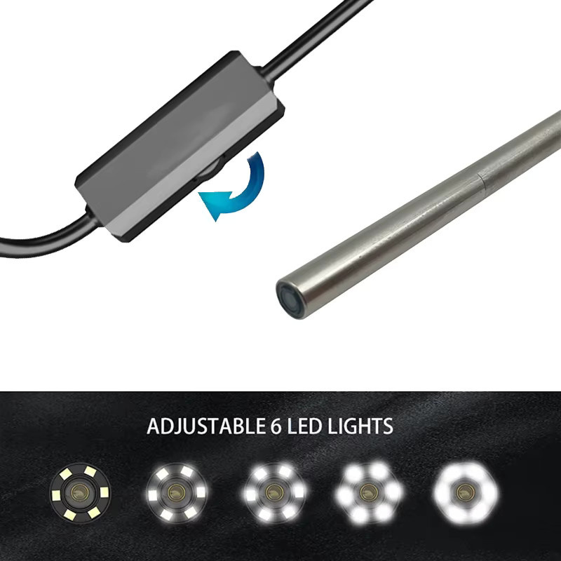 Industrielles Endoskop 720p HD Endoskopkamera mit 3,3mm Durchmesser und 6 LEDs in Schwarz, kompatibel mit Android-Systemen zur Inspektion von Waffenrohren - Bild 2
