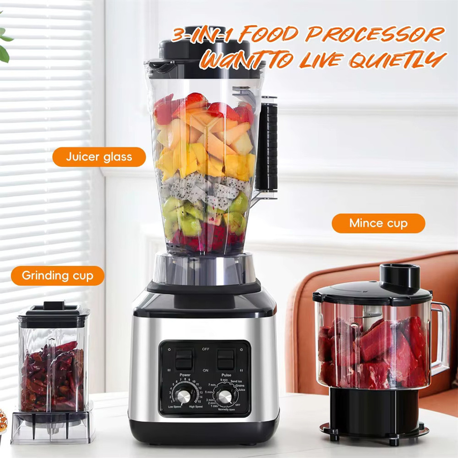 TKKEACE 3-in-1-Elektromixer Küchenmaschine mit 9500 W Leistung, multifunktionaler Smoothie-Maker und Entsafter, inklusive Behälter für 3 l, 1,5 l und 0,5 l - Bild 2