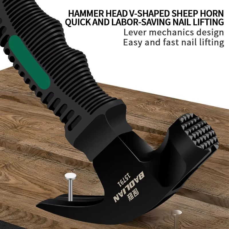 Multifunktionaler Mini-Ramrod-Hammer aus Kohlenstoffstahl mit Holzgriff in Schwarz - Bild 4