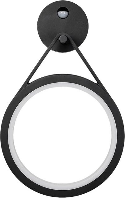 Lucande LED Außenwandleuchte Mirco in Schwarz aus Aluminium mit Bewegungsmelder, IP54, H: 30,0 cm, B: 13,0 cm, T: 12,5 cm - Bild 1