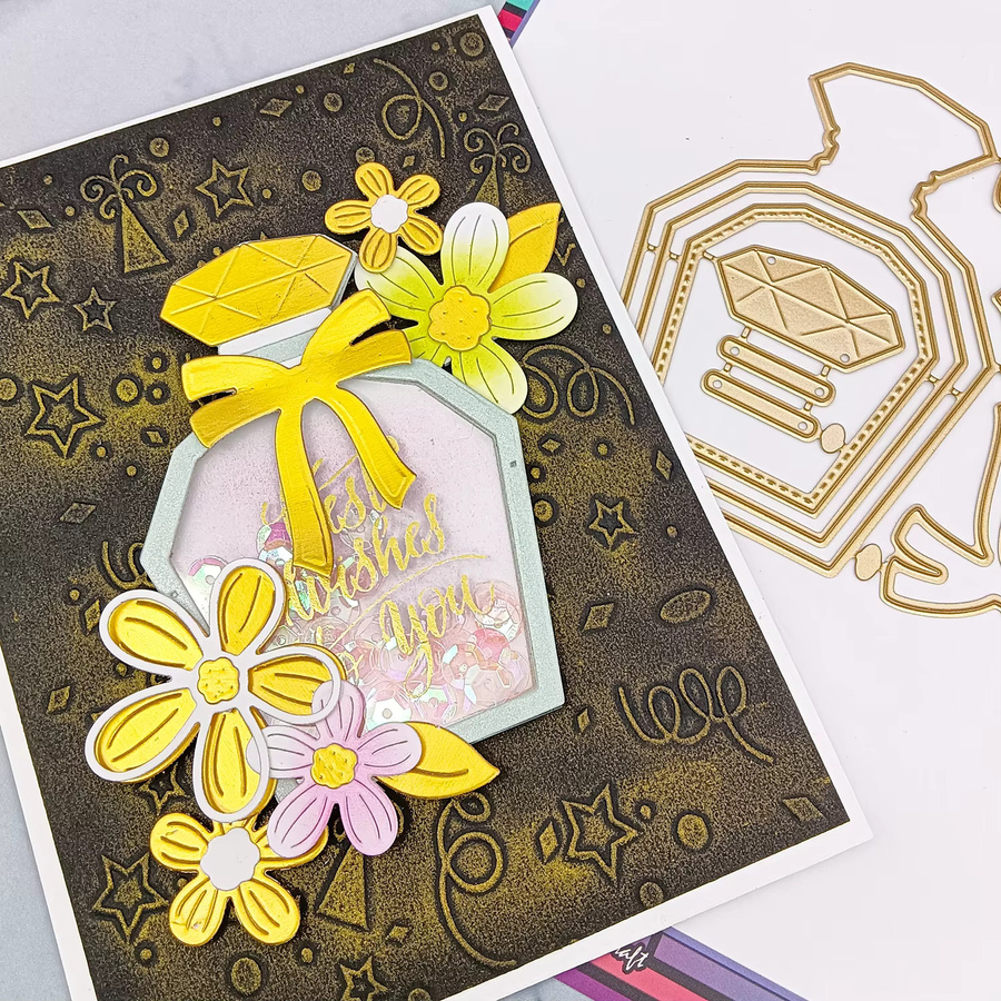 Alinacutle Metallstanzform Parfümflasche in Silber für Scrapbooking, Bastelarbeiten und DIY-Grußkarten - Bild 3