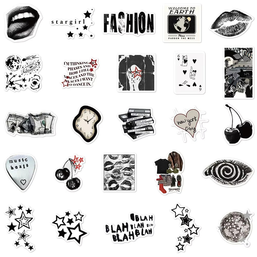 Millennial Cyber Sticker Pack mit 50 Stück – Bunte Neon-Graffiti-Etiketten für Gitarren, Tech-Ausrüstung und Scrapbooking in retro-futuristischen Designs - Bild 3