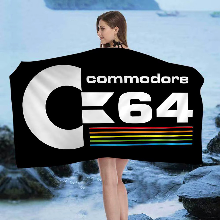 Potdemiel C-Commodore 64 Logo Strandtuch aus Mikrofaser und Baumwolle, bunt, schnell trocknend und sandfrei - Bild 4