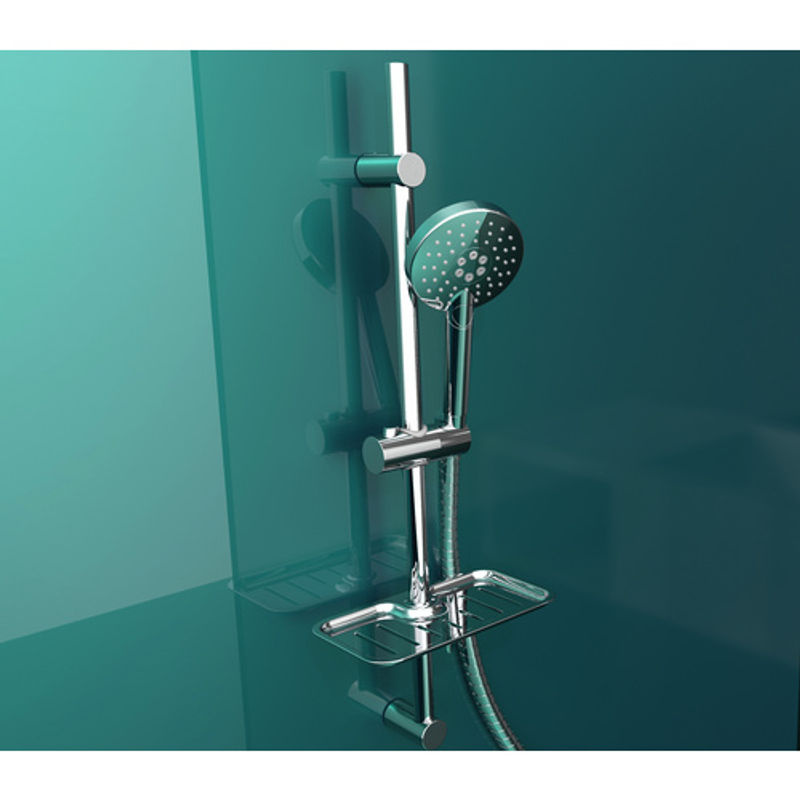 Eisl Brausegarnitur Rimini Chrom Silber, Wandmontage, höhenverstellbar, B: 24 cm, H: 70 cm, T: 10 cm, D: 12 cm - Bild 4