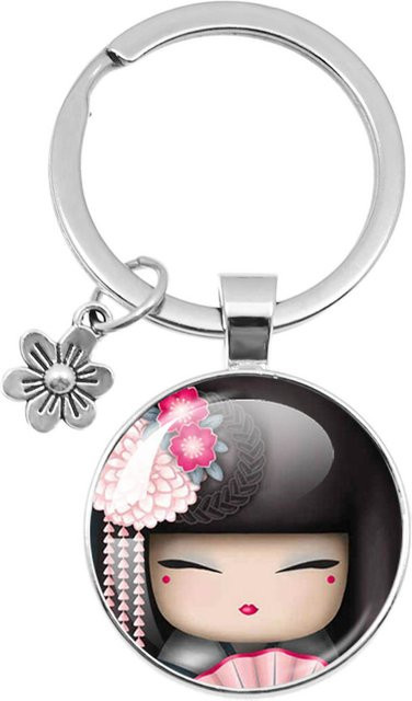 MSCHENGDORIS Schlüsselanhänger Glas, Kokeshi Kimono Puppe, Damen - Bild 1