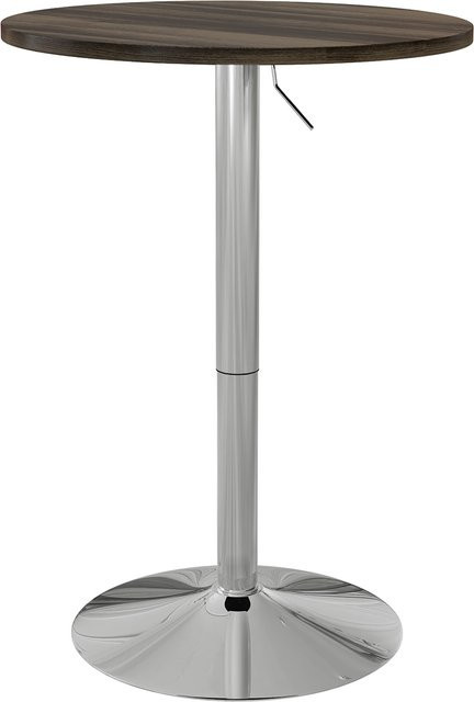 Aosom HOMCOM Hochtisch für die Küche, runder Bartisch für 2 Personen, höhenverstellbar 69-91 cm, mit 360 Grad drehbarer Tischplatte und Stahlfuß, Farbe Nussbaum, B/T/H: 60 x 60 x 91 cm - Bild 1