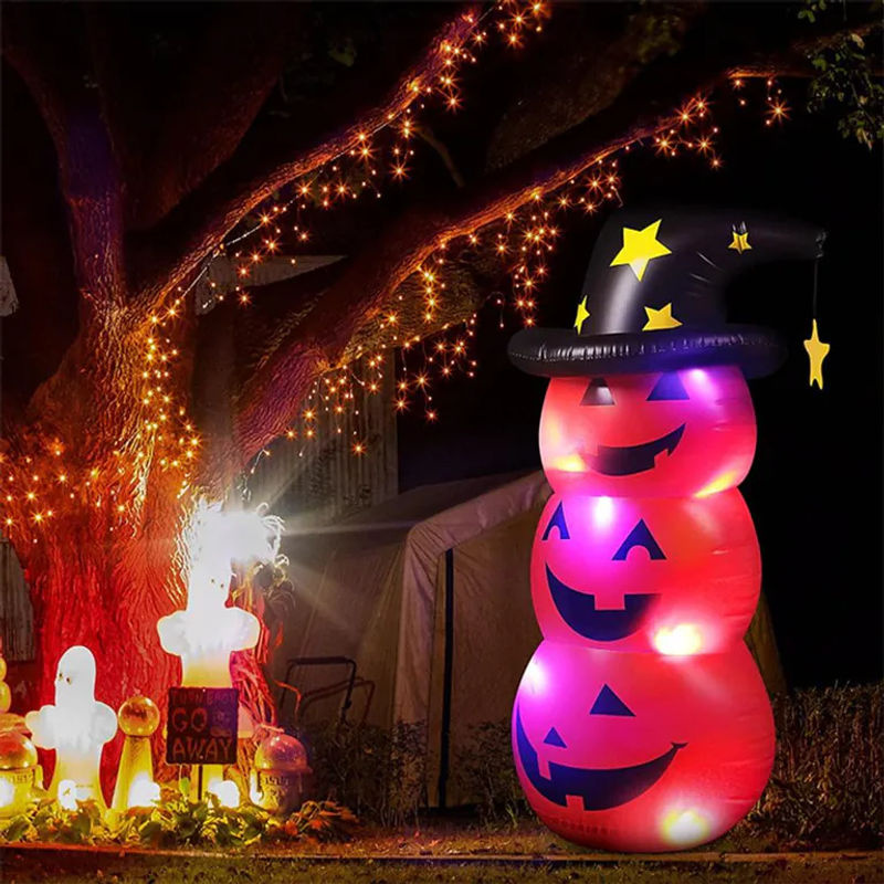 CosyHome Halloween Kürbis aufblasbare Dekoration aus Kunststoff in Orange und Schwarz - Bild 3