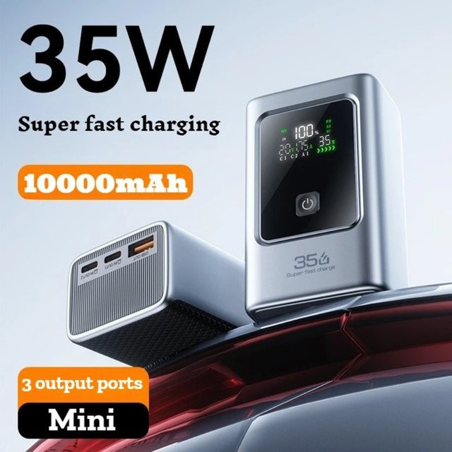 OOTDTY 35W Schnellladende Powerbank-Hülle mit Dual-USB-Typ-C-Anschluss in Grau für iPhone, Xiaomi und Huawei - Bild 1