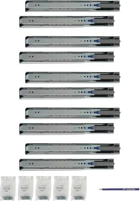 vasalat Kugelauszug Softclose Vollauszug mit Dämpfung, 5 Paar, Farbe: Silber, Länge: 300 mm - Bild 1