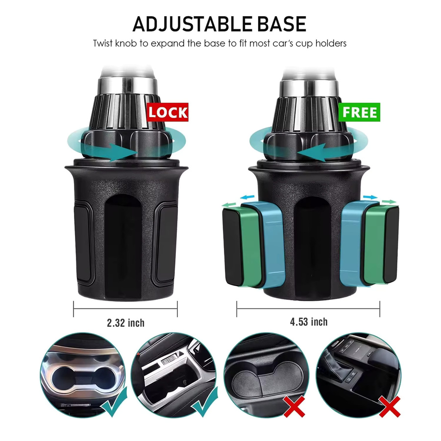 HKNR Universal 360 Grad Auto Becherhalter und Smartphone Halterung in Schwarz für iPhone und Samsung sowie weitere Modelle - Bild 5