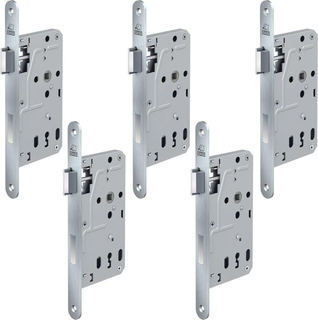 BASI Zimmertürschloss ES 927 BB DIN Links Rundstulp Edelstahl Silber 5er Set - Bild 1