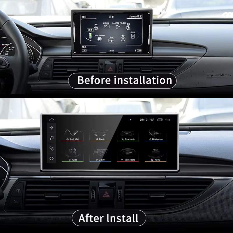 STWEI Multimedia-Bildschirm für Audi A6 A7 C7 (2012-2018) mit 10,25 Zoll Display, Qualcomm Snapdragon 665, Android 13 und drahtlosem CarPlay in Schwarz - Bild 2